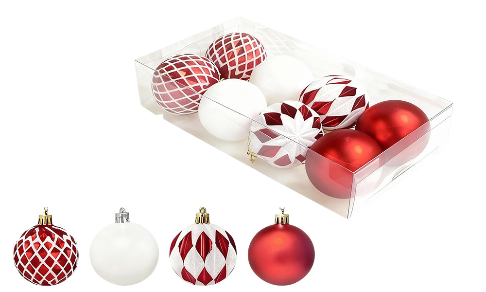 8Pcs Mixed Christmas Balls Ornaments Set for Xmas Tree Decorations