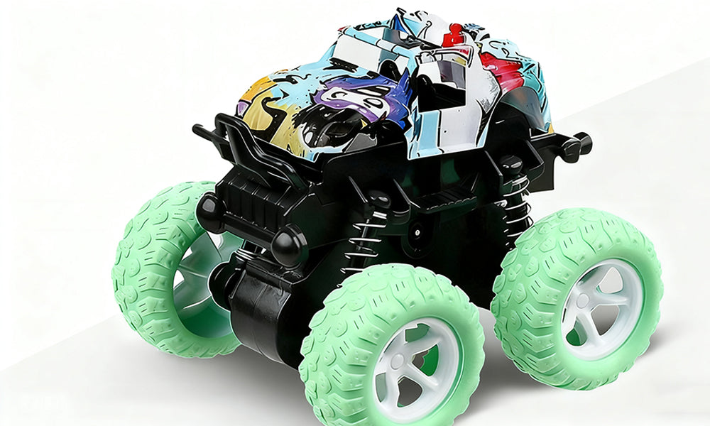 4Pcs Colorful 360 Degrees Rotating Mini Off-Road Toy Cars Kids Pull Back Cars