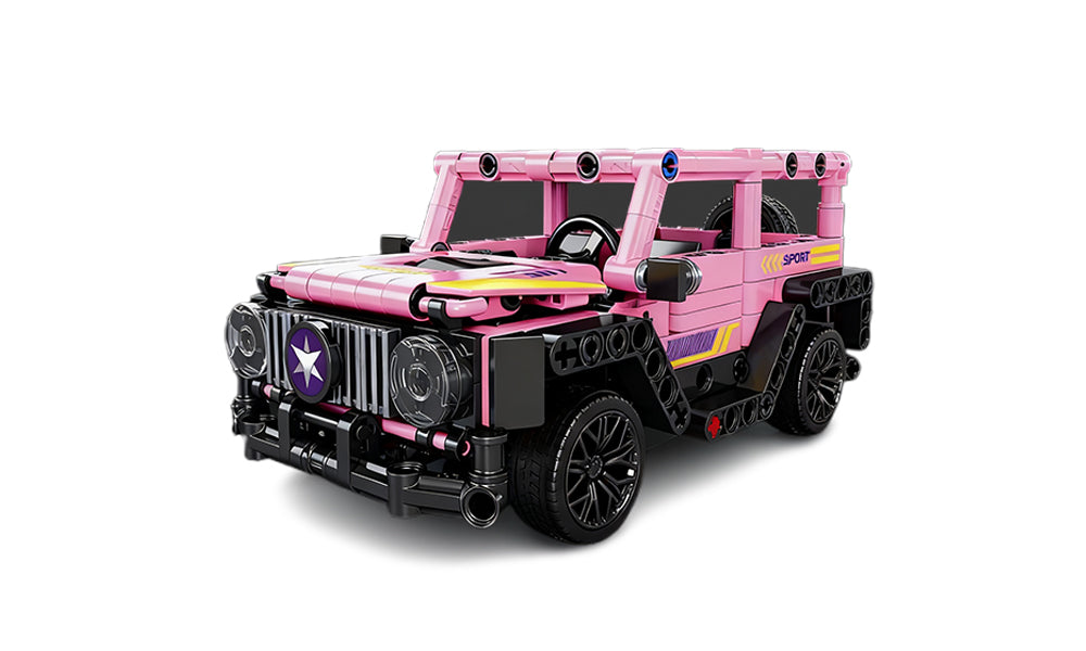 Lego-Inspired Pink Racing Car Building Block Set