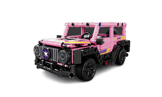 Lego-Inspired Pink Racing Car Building Block Set