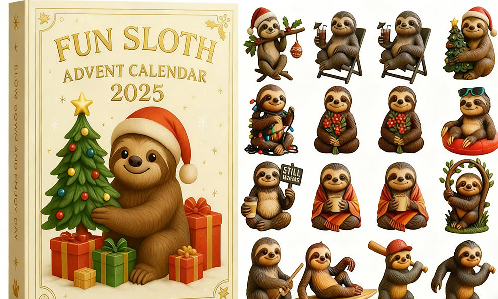 Christmas Fun Sloth Advent Calendar 24-Day Holiday Countdown 2D Acrylic Ornaments