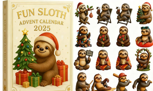 Christmas Fun Sloth Advent Calendar 24-Day Holiday Countdown 2D Acrylic Ornaments