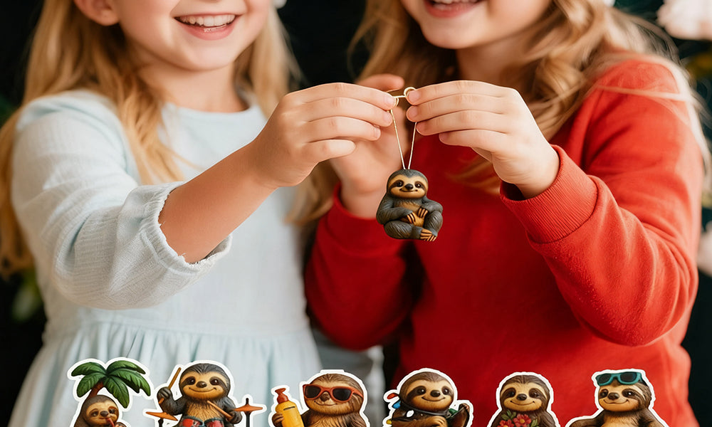 Christmas Fun Sloth Advent Calendar 24-Day Holiday Countdown 2D Acrylic Ornaments