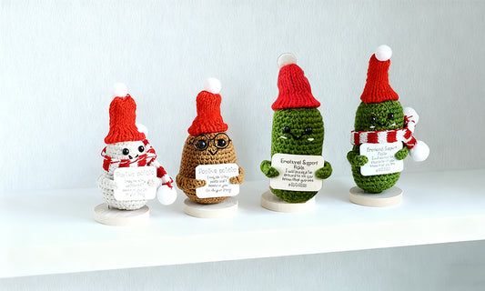 Knitted Positive Doll Pocket Emotional Support Ornament with Motivation Card