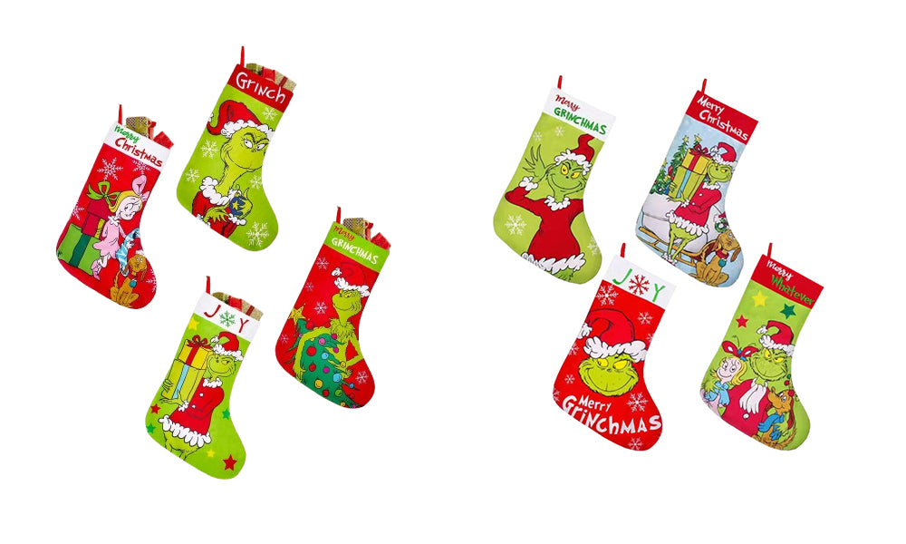 4-Pack Grinch-Inspired Christmas Stockings Holiday Decorations