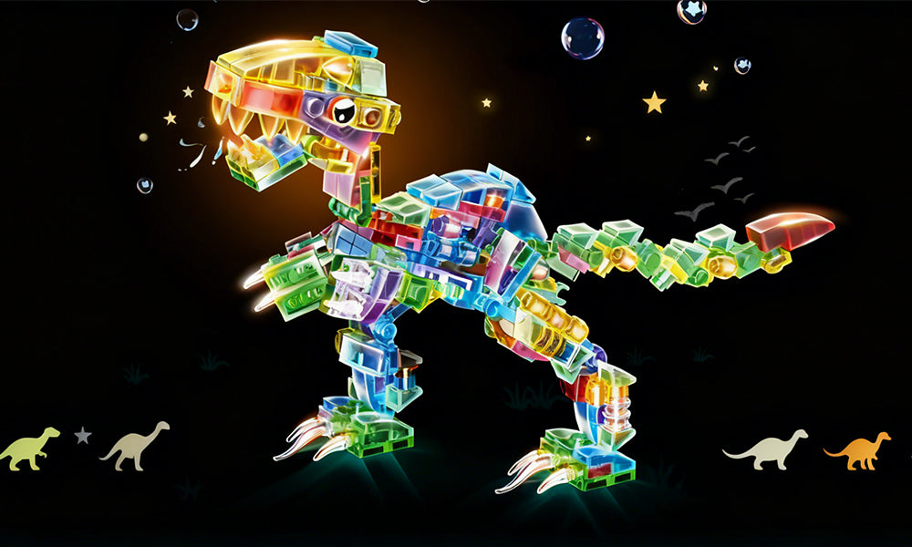 12-in-1 Transparent Colorful Animal Building Blocks Set for 6+