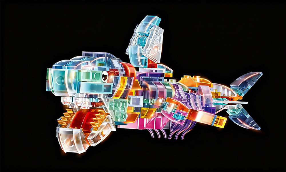 12-in-1 Transparent Colorful Animal Building Blocks Set for 6+