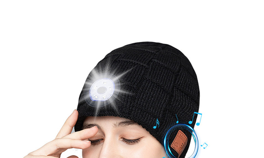 Bluetooth Beanie with Light Wireless Headphones with Knitted Gloves