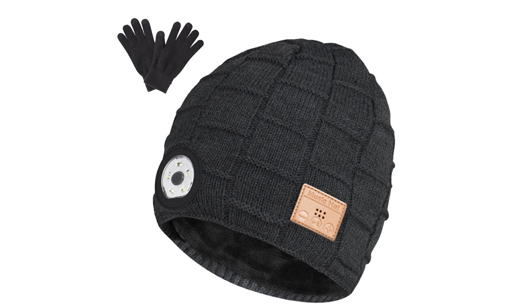 Bluetooth Beanie with Light Wireless Headphones with Knitted Gloves