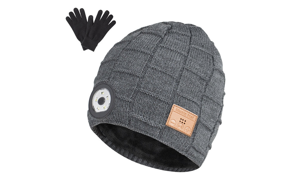 Bluetooth Beanie with Light Wireless Headphones with Knitted Gloves