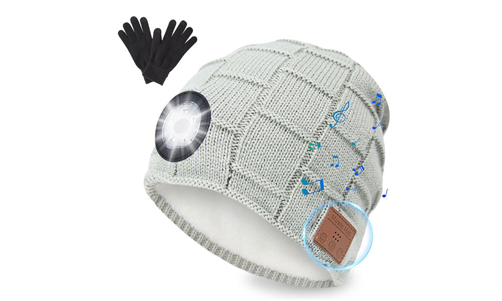 Bluetooth Beanie with Light Wireless Headphones with Knitted Gloves