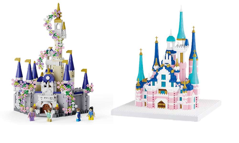 Castle Building Blocks Set with Arcrylic Cover and String Light for 8+