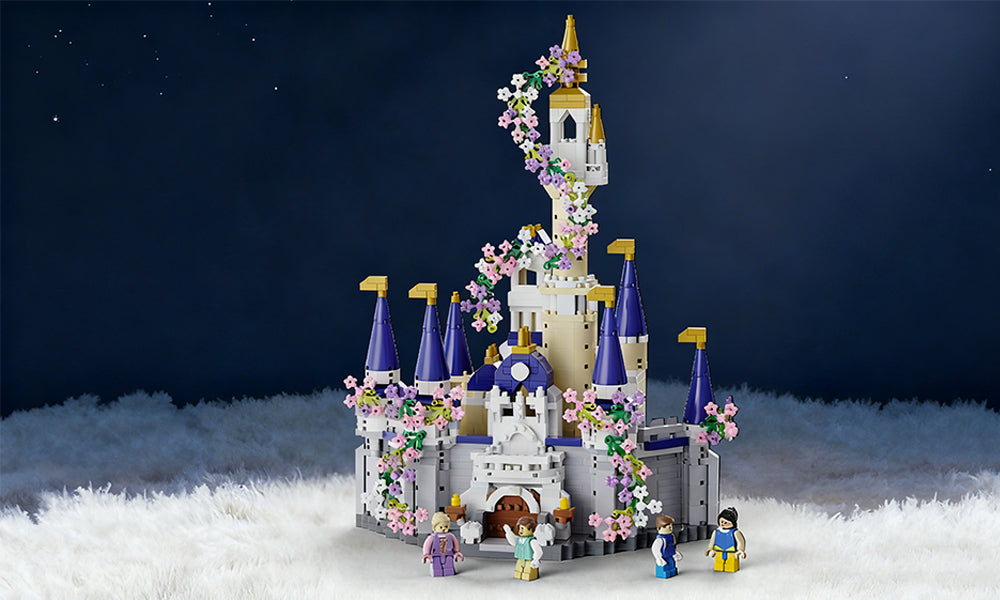 Castle Building Blocks Set with Arcrylic Cover and String Light for 8+