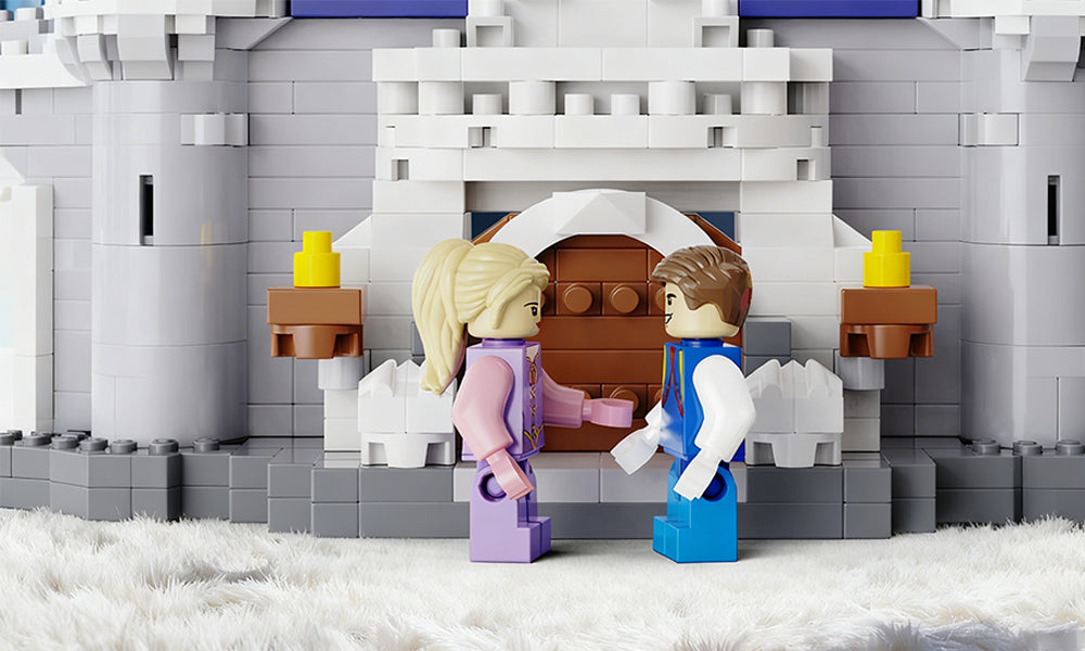 Castle Building Blocks Set with Arcrylic Cover and String Light for 8+
