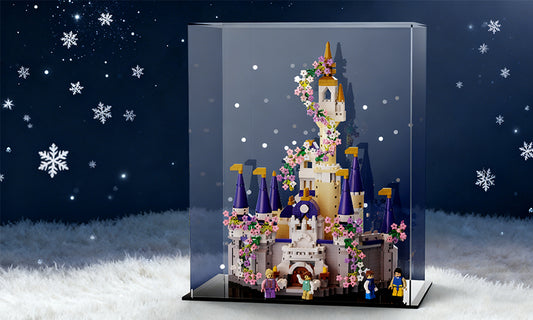 Castle Building Blocks Set with Arcrylic Cover and String Light for 8+