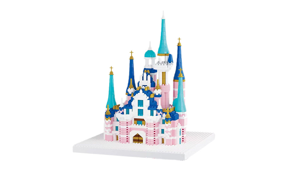 Castle Building Blocks Set with Arcrylic Cover and String Light for 8+