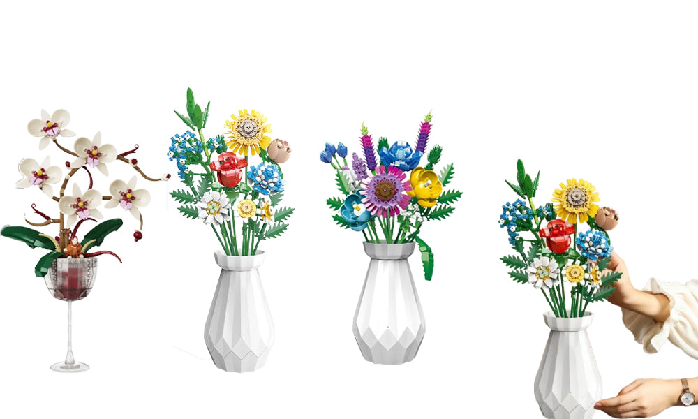 Bouquet Block with Vase Artificial Flower Building Set for Age Over 8