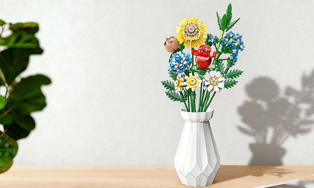 Bouquet Block with Vase Artificial Flower Building Set for Age Over 8
