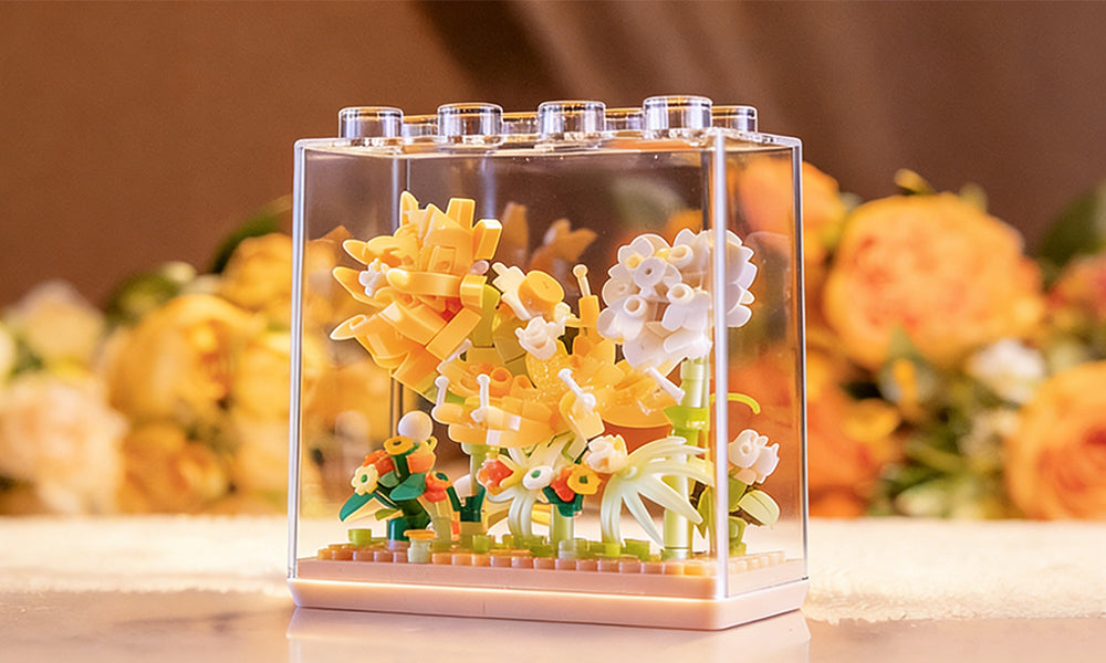 Plant Inspired Eternal Flower Bouquet Building Set with Display Case
