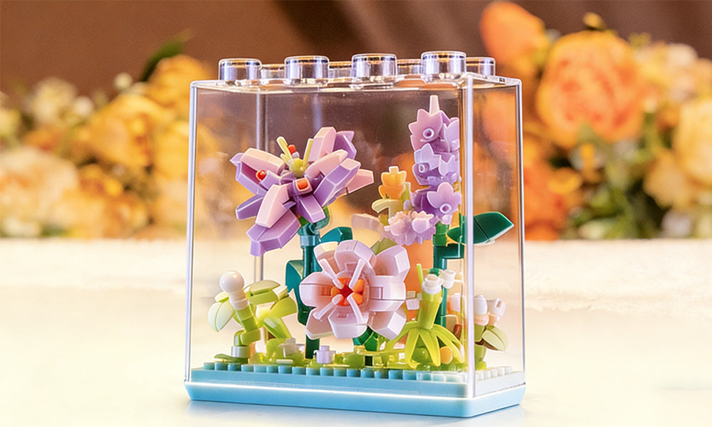 Plant Inspired Eternal Flower Bouquet Building Set with Display Case