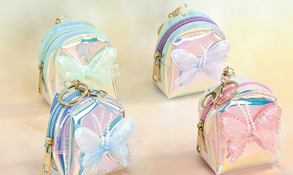 Butterfly Bow Mini Coin Purse Keychain for Women