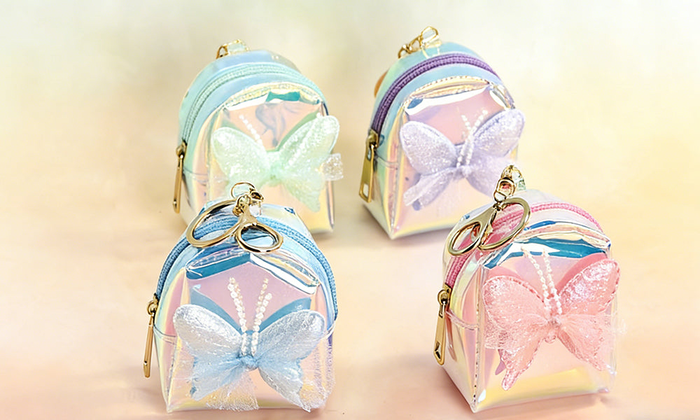 Butterfly Bow Mini Coin Purse Keychain for Women