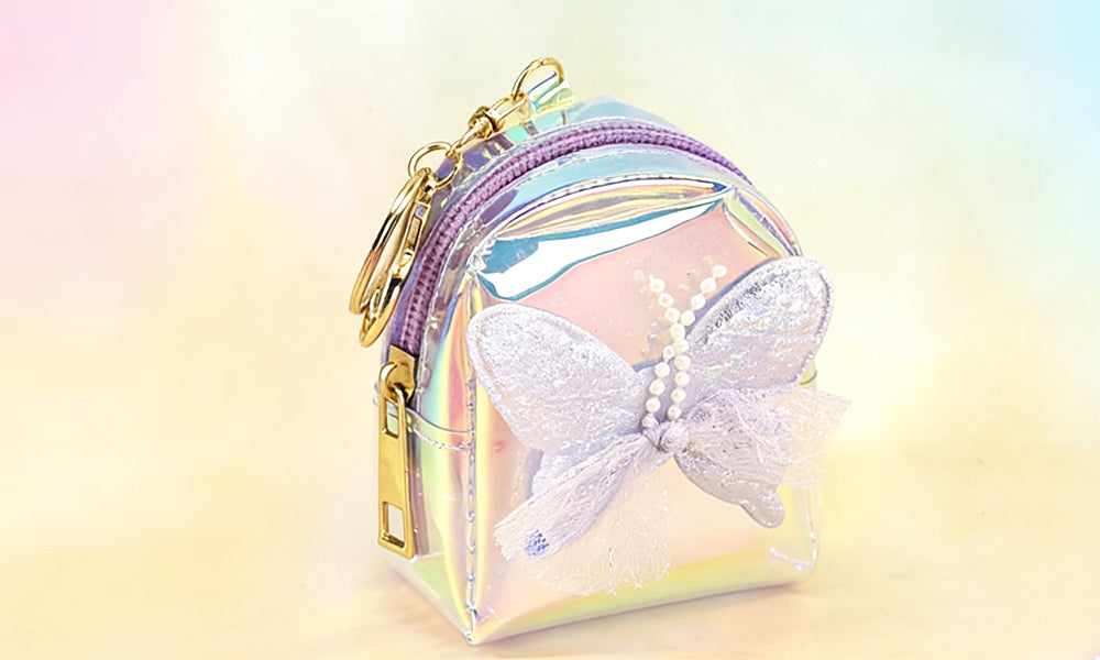 Butterfly Bow Mini Coin Purse Keychain for Women