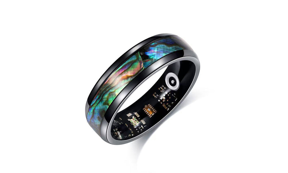 Iridescent Shell Style Smart Ring Stainless Steel Sleep Tracking Gesture Control Ring