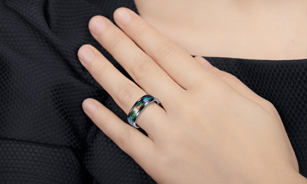 Iridescent Shell Style Smart Ring Stainless Steel Sleep Tracking Gesture Control Ring