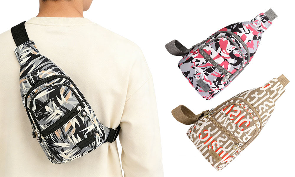 Multi-Layer Printed Crossbody Sling Chest Bag for Women Travel and Sport
