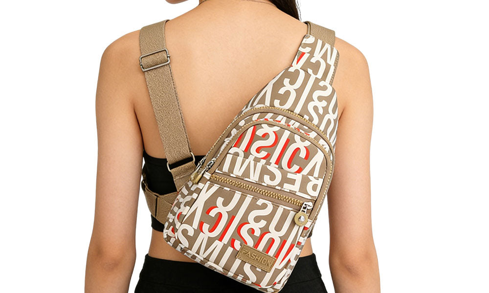 Multi-Layer Printed Crossbody Sling Chest Bag for Women Travel and Sport
