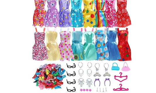30cm Dress Up Doll Clothes Set 42-Piece Outfits Shoes and Accessories
