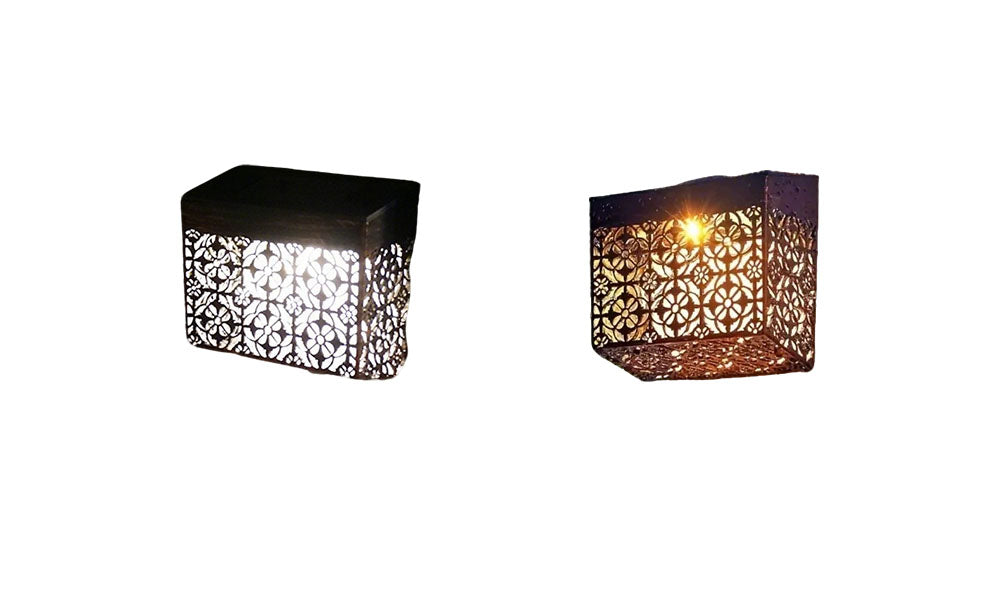 2 Pack Solar Hollow Wall Lights Outdoor Garden LED Lamps IP44 Waterproof