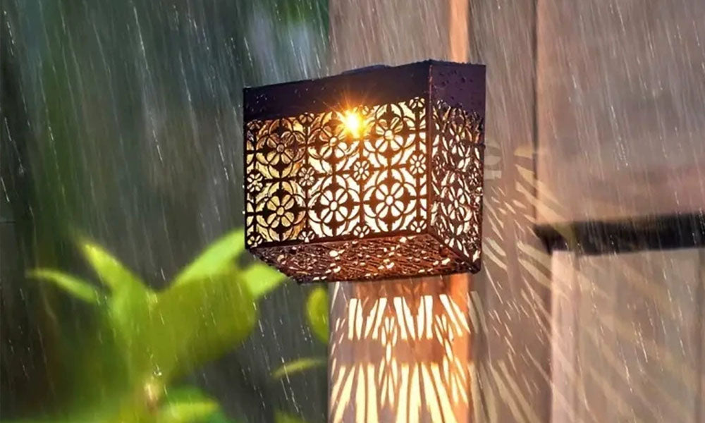 2 Pack Solar Hollow Wall Lights Outdoor Garden LED Lamps IP44 Waterproof