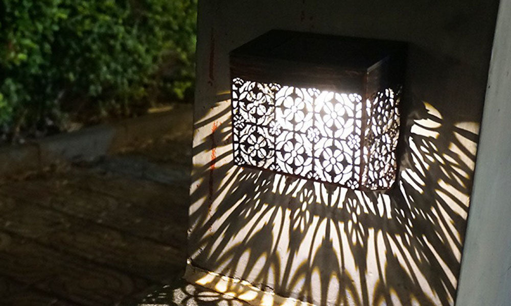 2 Pack Solar Hollow Wall Lights Outdoor Garden LED Lamps IP44 Waterproof