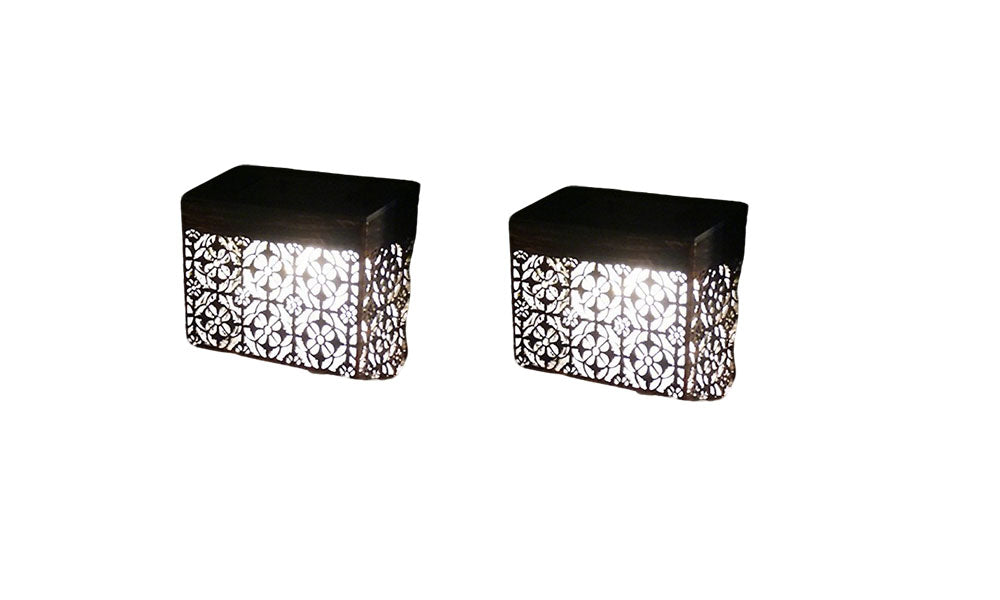 2 Pack Solar Hollow Wall Lights Outdoor Garden LED Lamps IP44 Waterproof