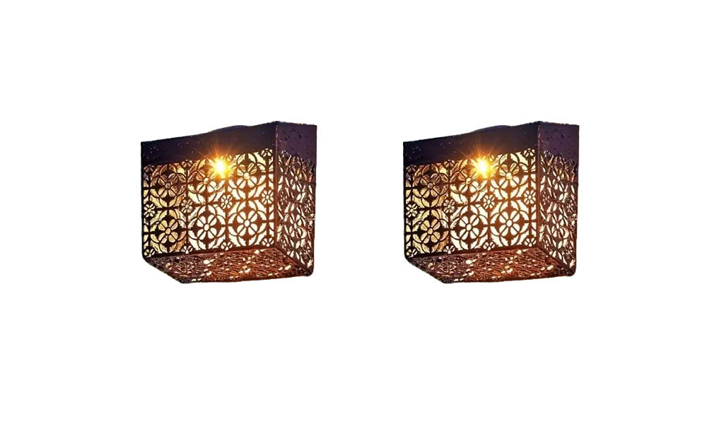 2 Pack Solar Hollow Wall Lights Outdoor Garden LED Lamps IP44 Waterproof