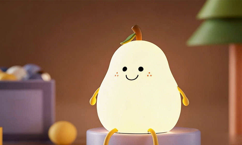 Silicone Pear Night Light Touch Control Color Changing Lamp for Bedroom