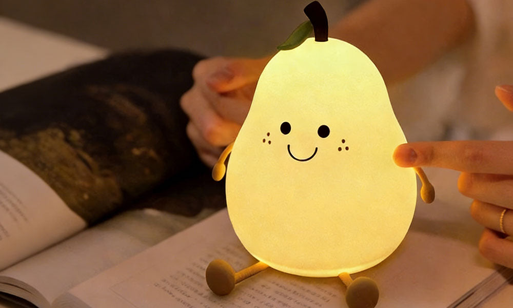 Silicone Pear Night Light Touch Control Color Changing Lamp for Bedroom