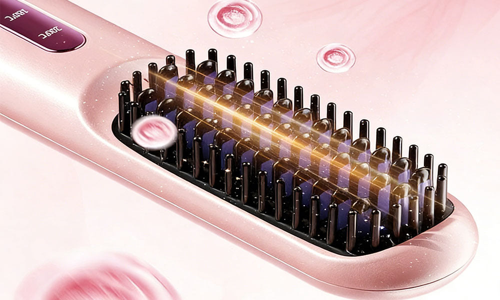 Wireless Hair Straightening Brush for Fast Heating and Portable Use
