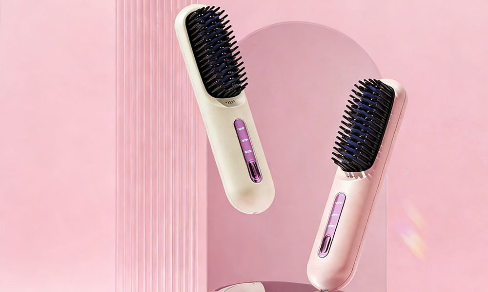 Wireless Hair Straightening Brush for Fast Heating and Portable Use