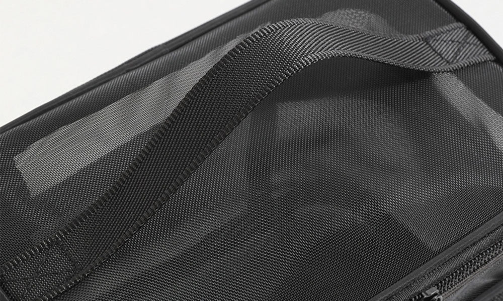 Large Capacity Mesh Cosmetic Bag with Handle for Travel and Daily Use
