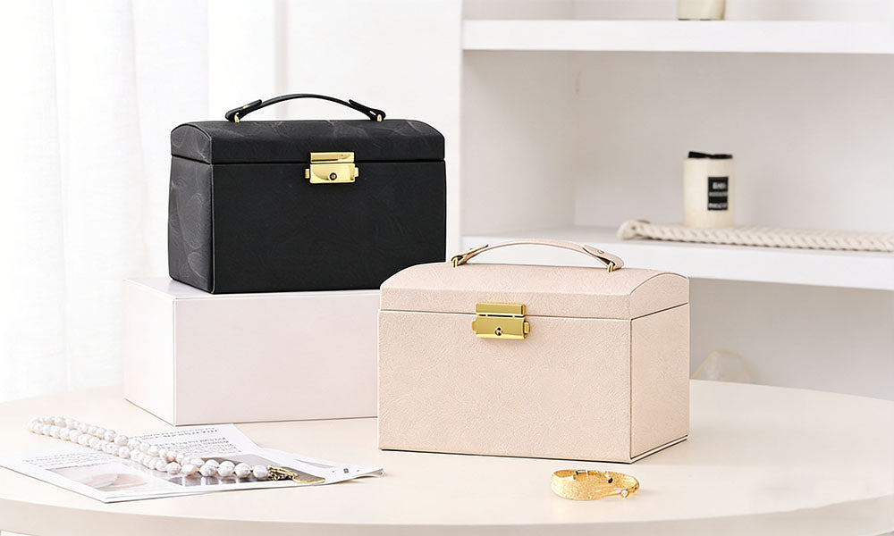 Jewelry Organizer Box with Mirror and Lock for Travel and Daily Use