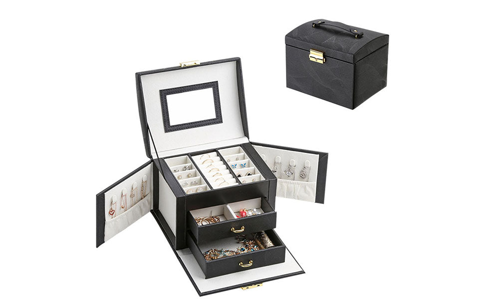 Jewelry Organizer Box with Mirror and Lock for Travel and Daily Use