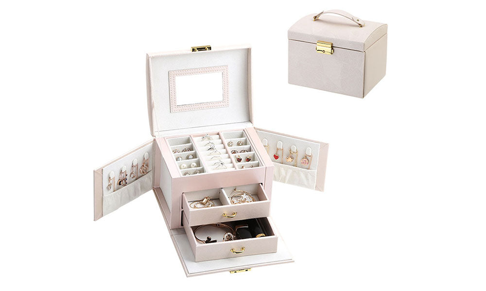 Jewelry Organizer Box with Mirror and Lock for Travel and Daily Use