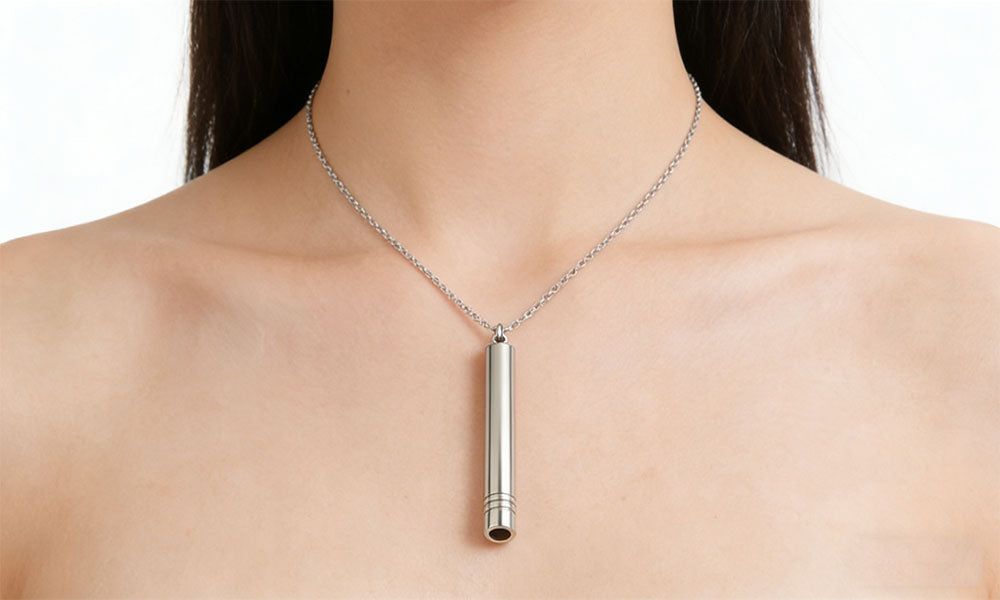 Stainless Steel Breathing Pendant Necklace Mindfulness Tool