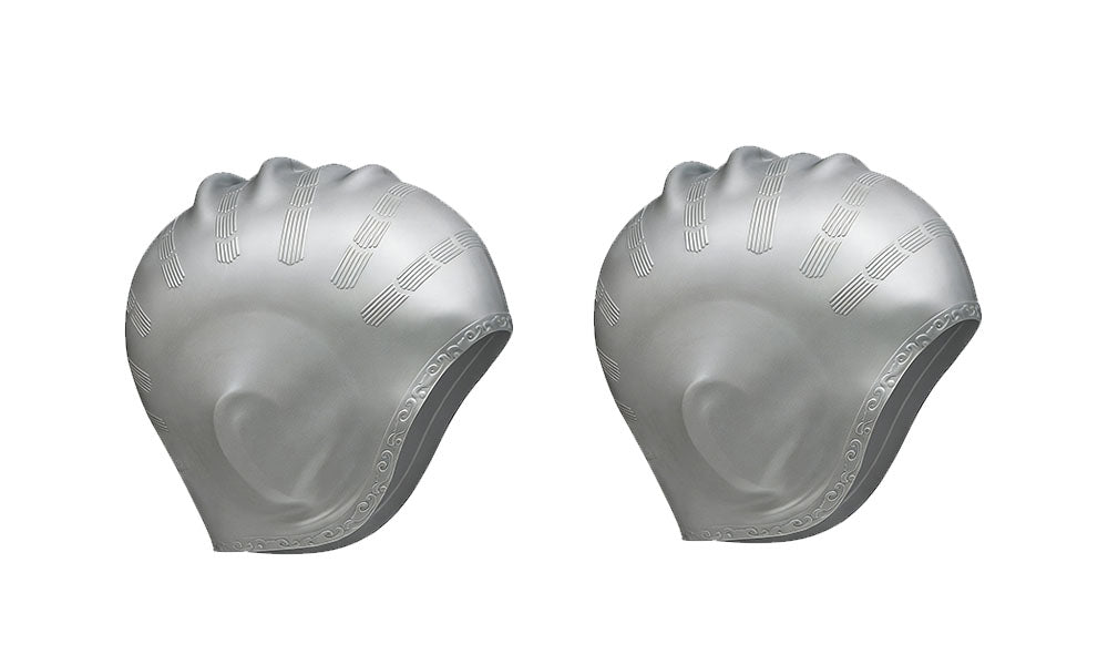 2Pcs Silicone Swimming Caps with 3D Ear Protection for Women Men