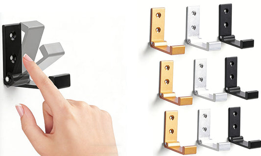 3Pcs Wall Mounted Foldable Wall Hooks Versatile Pre-Punch Aluminium Alloy Wall Hooks