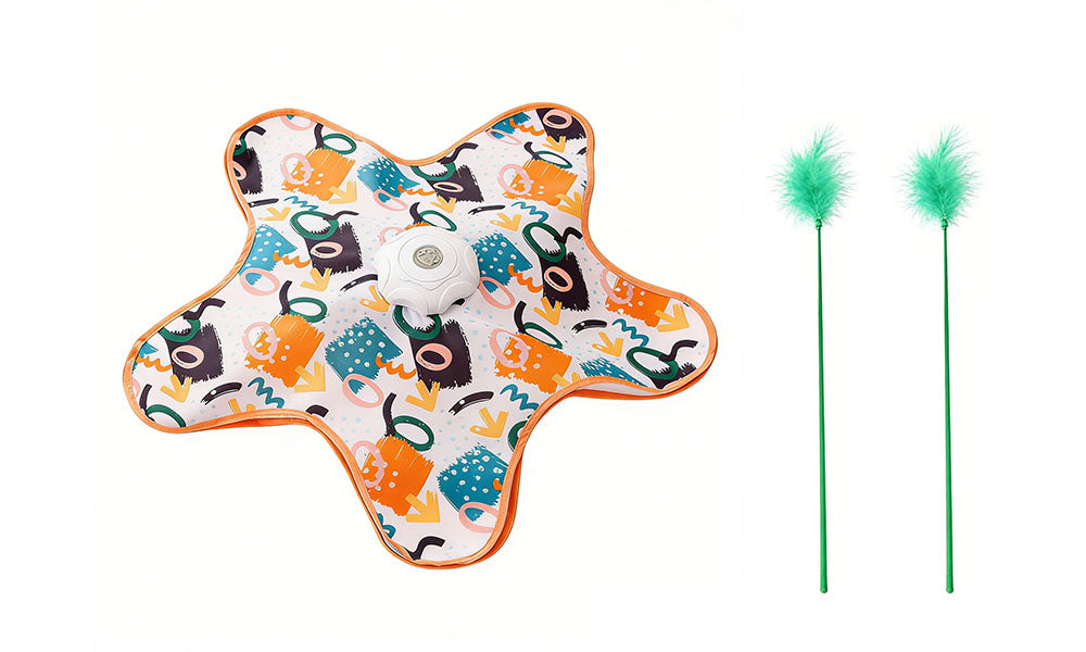 Automatic Interactive Hide-and-Seek Cat Toy with 2 Feather Sticks