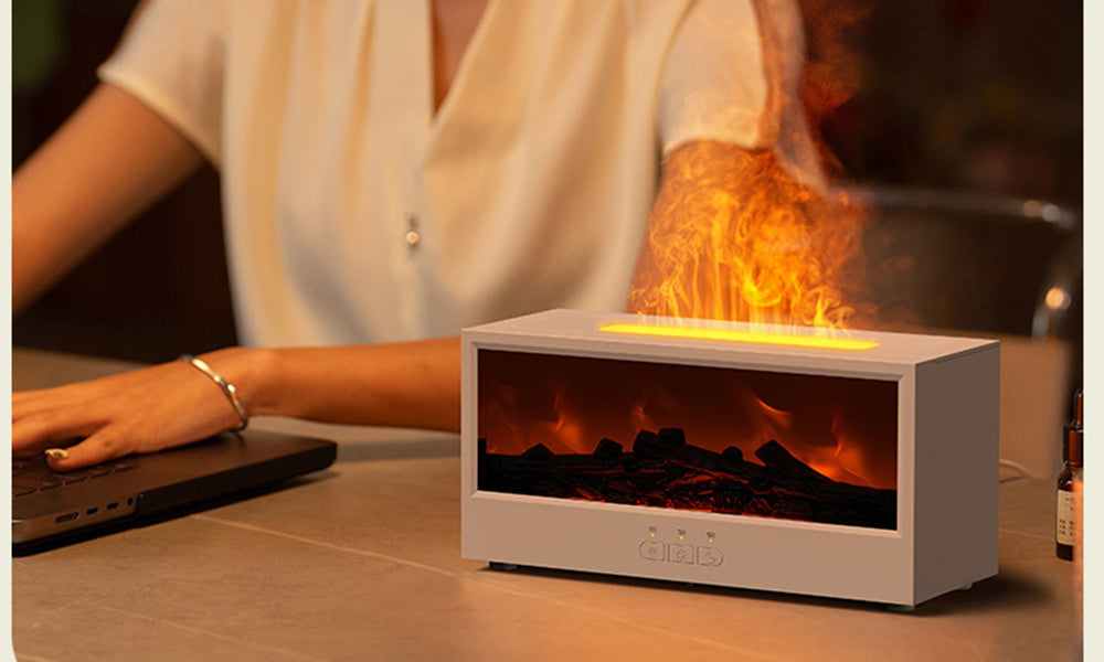 7 Color Flame Fireplace Diffuser Humidifier for Home Office Room